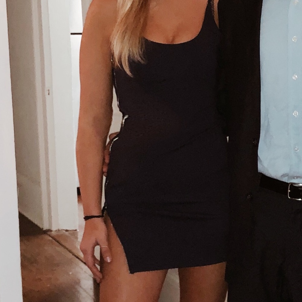 Navy Side Zip Mini Bodycon Dress